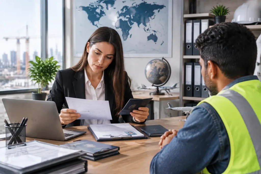 Global Recruitment Interview in Modern Office